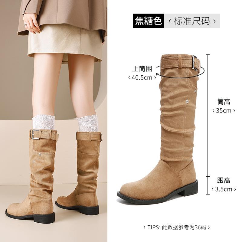 Long boots new autumn and winter thick-soled Maillard tall tube small pile knight boots 35