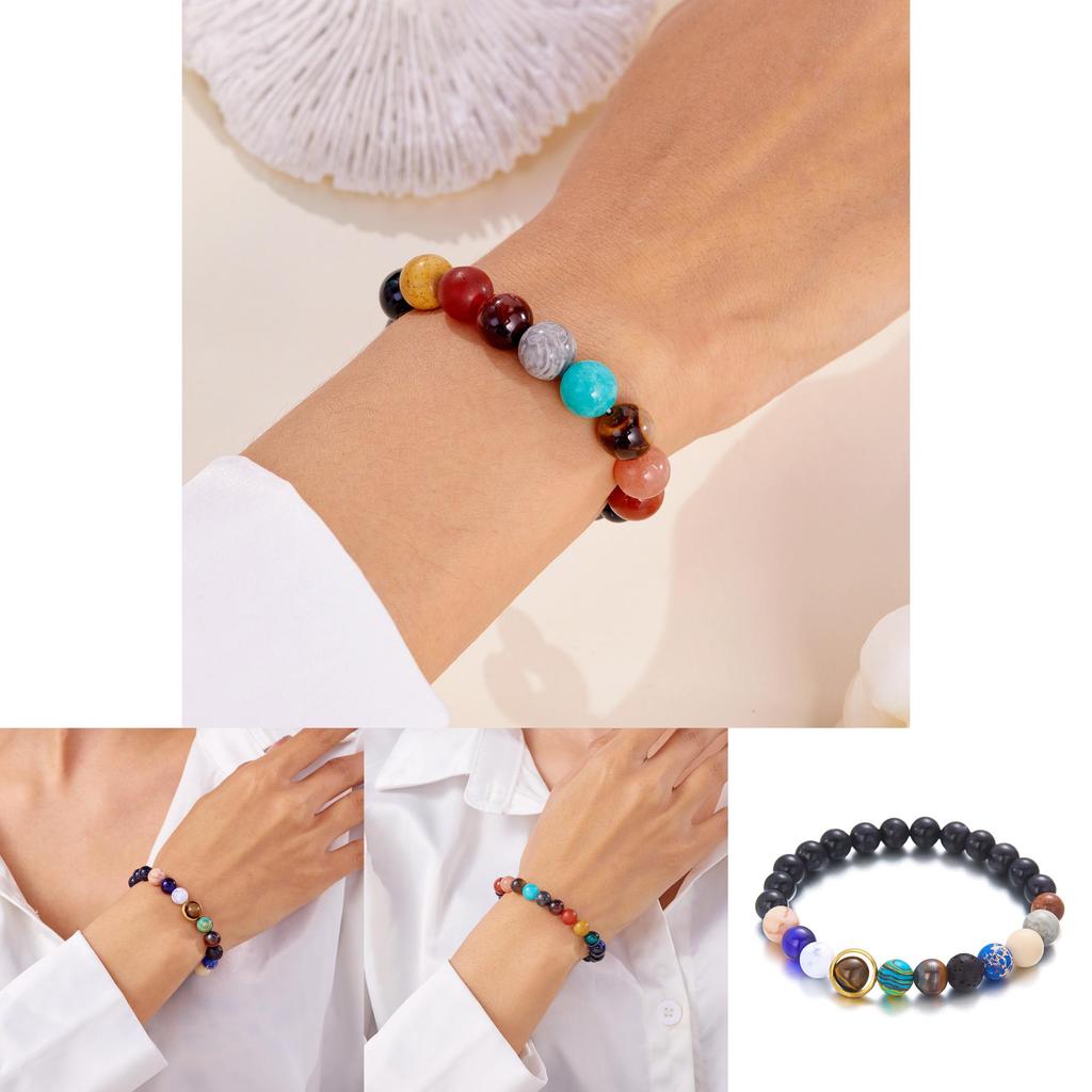 Natural Stone Constellation Bracelet With Handcrafted Planet Design For Couples And Travel Gift