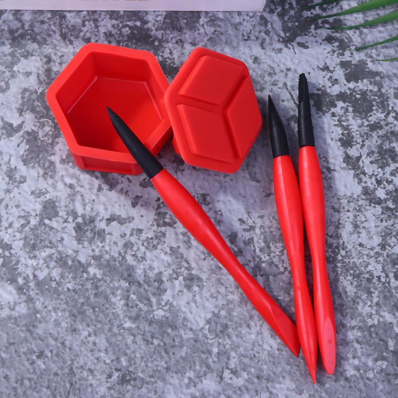 Micro Glue Applicator Brush with Pot - Easy Clean Reusable Silicone Glue Brush Tool for DIY Crafts and Miniature Models