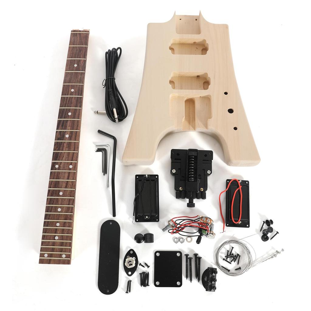 Btuty DIY Unfinished Electric Guitar Kit Guitar Assembly Kit Guitar Kit Guitar Barrel Blank Wooden Guitar Body Replacement Parts Basswood Body Maple