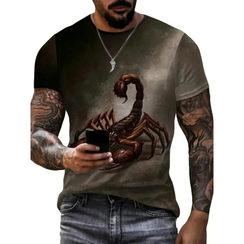 Pánské tričko s potiskem štíra Letní ležérní pouliční styl O-výstřih Krátký rukáv Trička Topy Grafická trička Módní pánské oblečení