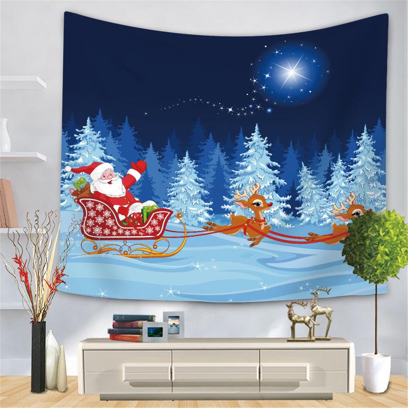 Weihnachtsserie Wandteppich Digital bedrucktes Hängetuch Schneemann Elch Wandteppich