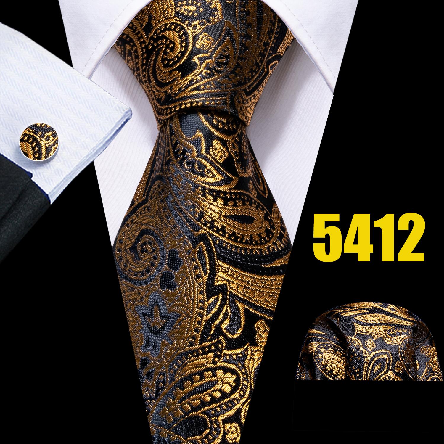 

Barry.Wang, мужские модные галстуки с цветочным принтом, тканый шелковый галстук с узором пейсли, носовой платок, запонки, формальный повседневный бизнес N-5412