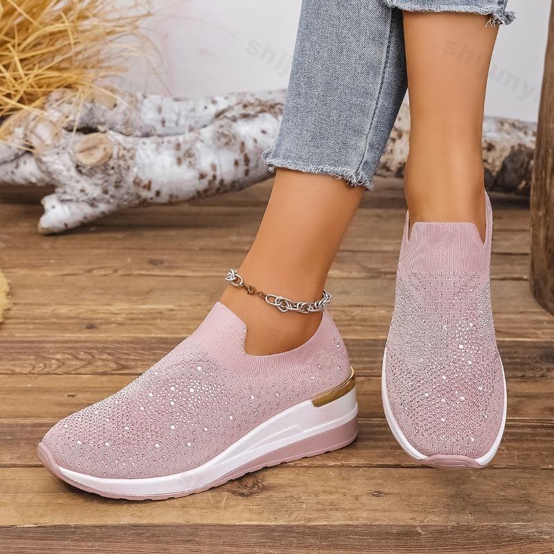 Autumn Rhinestone Women Casual Sports Shoes Comfortable Non Slip Outdoor Casual Shoe Soft Sole Breathable Sneakers Zapatos Mujer