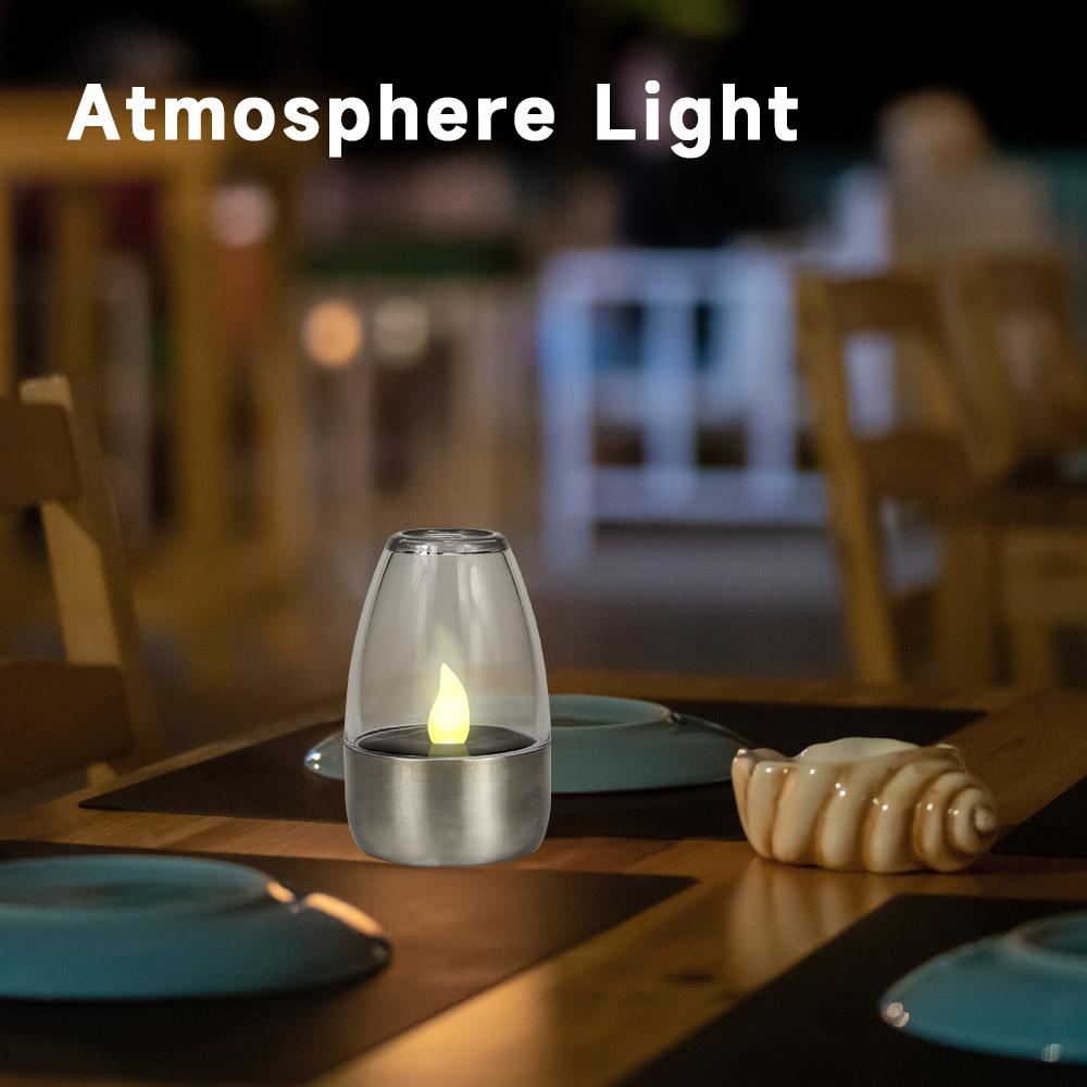 Solar Tea Lights Flameless Solar Garden Lamp Outdoor Waterproof Reusable LED Candles Lantern Garden Decoration Warm White