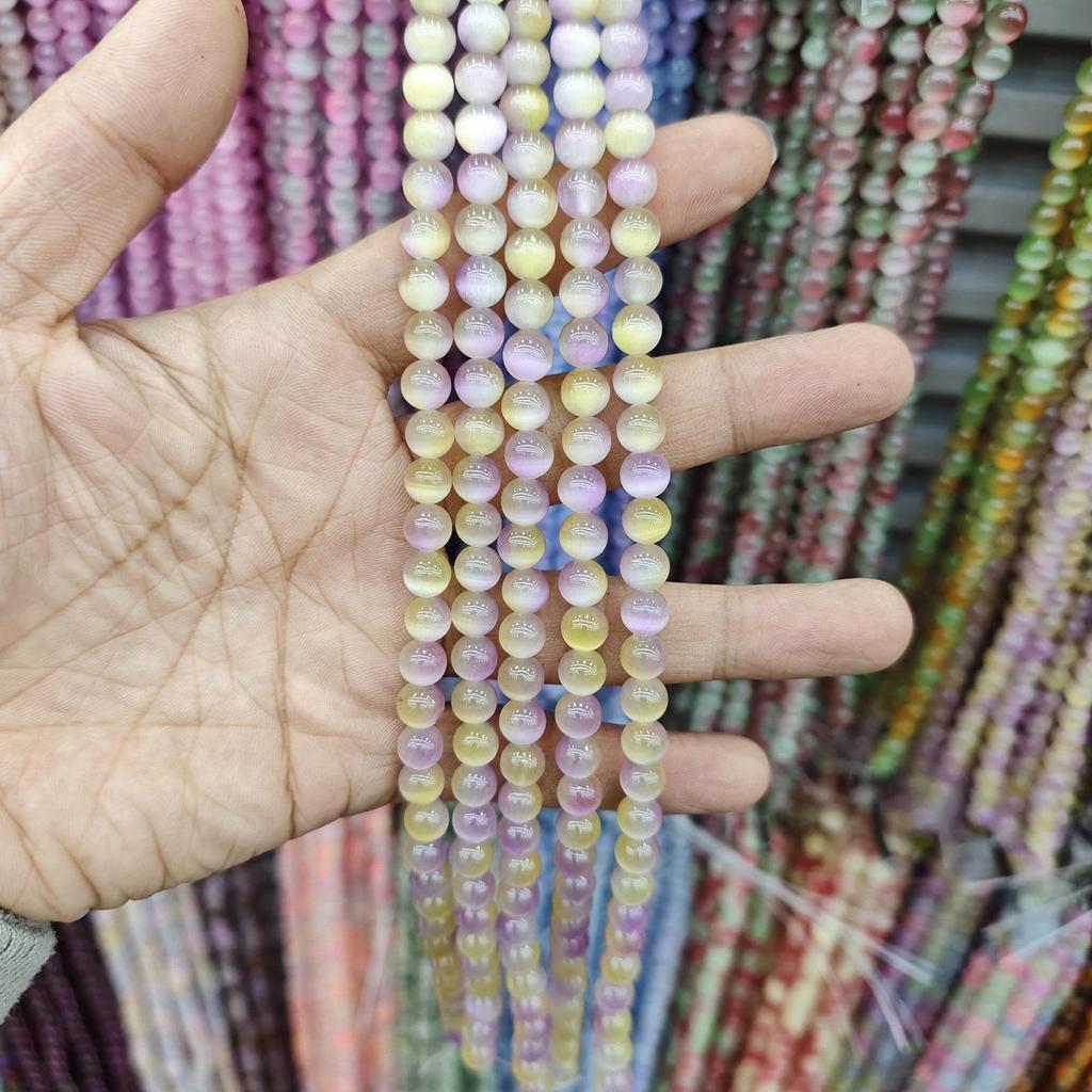 8mm Cat's Eye Stone Beads: Single, Double, Triple-Color, DIY Jewelry Round Beads