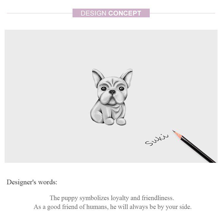 Bamoer Cute Μπουλντόγκ Μεταλλικές Χάντρες για Γυναικεία Κοσμήματα Κατασκευή Οξειδωμένου Ασημένιου Γούρι 925 στερλίνας που ταιριάζει αυθεντικό ασημένιο βραχιόλι