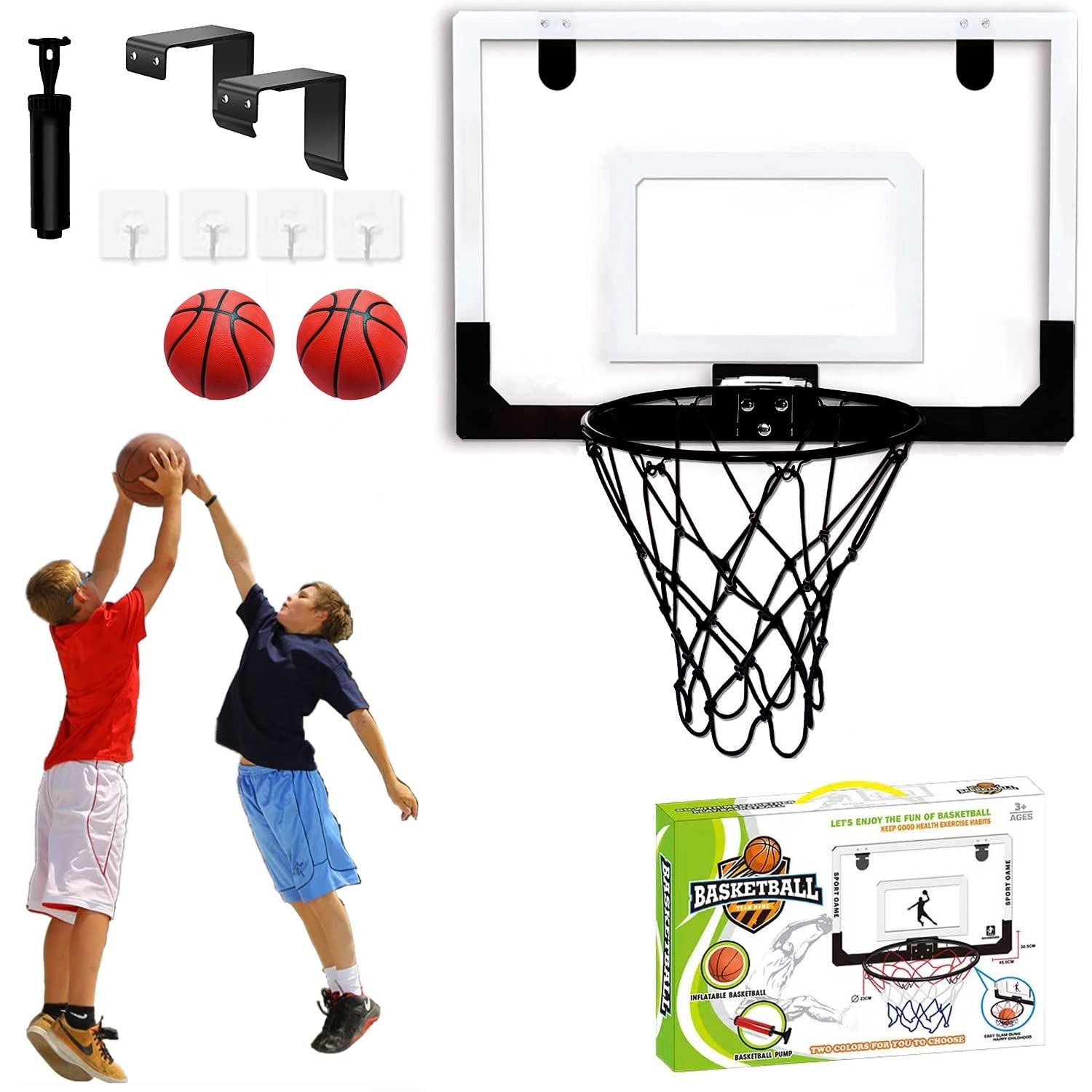 

Portable Basketball Hoop for Kids, Mini Basketball Board Toy Training, Door-Mountable, Impact-Resistant, Assembled Basketball Playground,