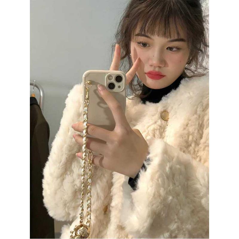 Lamb Wool Coat Women's Autumn and Winter New Loose Thickened Top Cotton-padded Coat