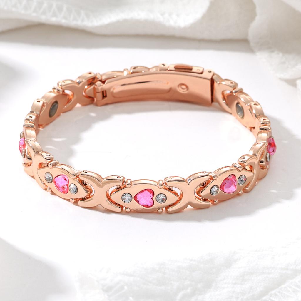 Explosive removable heart-shaped magnet bracelet, environmentally friendly alloy diamond-encrusted adjustable bracelet