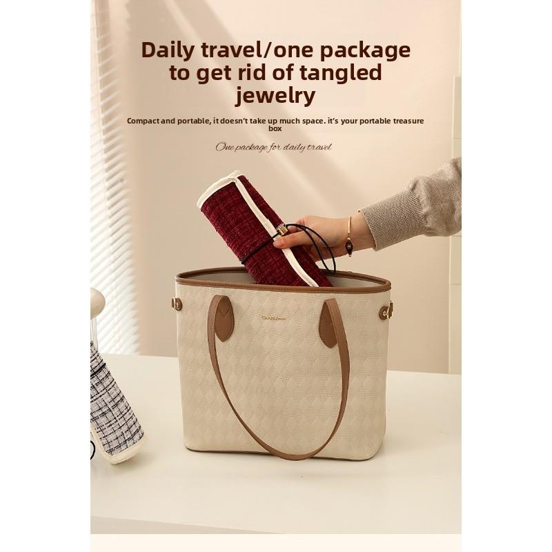 Schminktasche - Großer Kapazität Gold Schmuckorganisator - Tragbare Reise Schmuck Roll-up Tasche