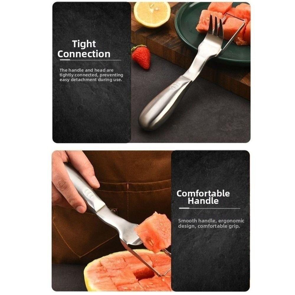 Rust-proof Watermelon Fork Cutter Stainless Steel Fruit Digging Tool Watermelon Cube Cutter Summer
