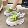 Fashion 8CM Women Platform Sneakers Leather Casual Ladies Chunky Shoes White Woman Fashion Brand Autumn Thick Soled Wedge Sneakers