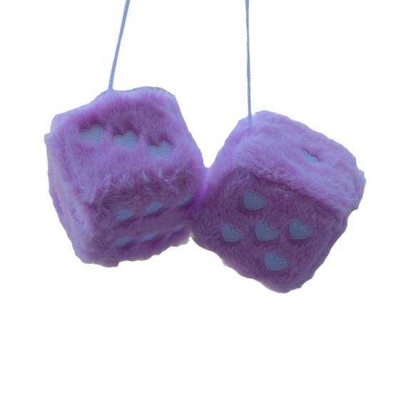 Plüsch-Würfel-Anhänger mit herzförmigen Punkten, zum Aufhängen, Würfel-Dekoration, weich, flauschig