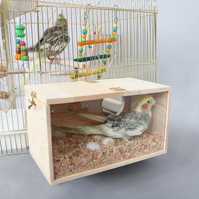 Transparent Window Wooden Parrot Breeding Box Bird House Nest  For Parakeet Cockatiel Chicken