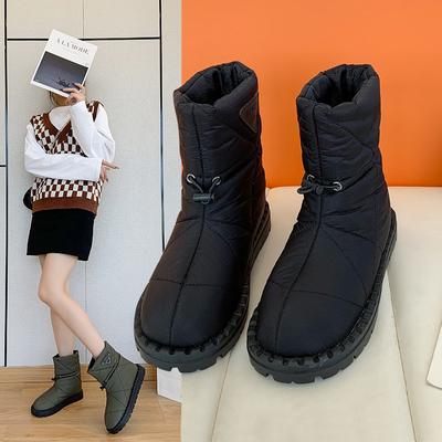 Women Snow Boots Short Tube Waterproof Down Cloth  Fashion Females Breathable Plush Cotton Shoes Keep Warm Non -Slip Soled