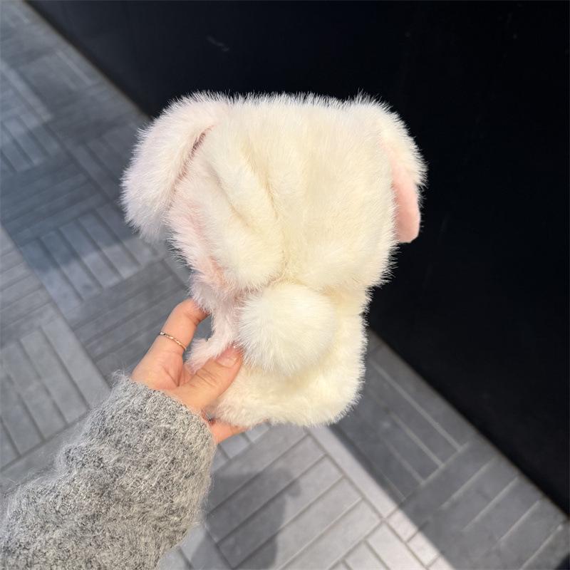 Plush Gradual Change Hat Ears for Apple 17promax Mobile Phone Case iPhone16 Cute 15 Female 14/13
