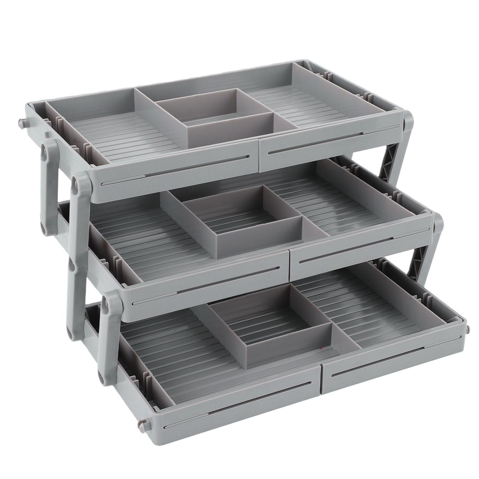 

3 Tier Drawer Organizer Adjustable Expandable Multi Level Smart Drawer Organizer for Makeup Jewelry Cosmetics