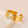 Fashionable Cat Dog Animal Couple Ring Stainless Steel Adjustable Ring Playful Personality Pet Enthusiast Valentine'S Day Gift