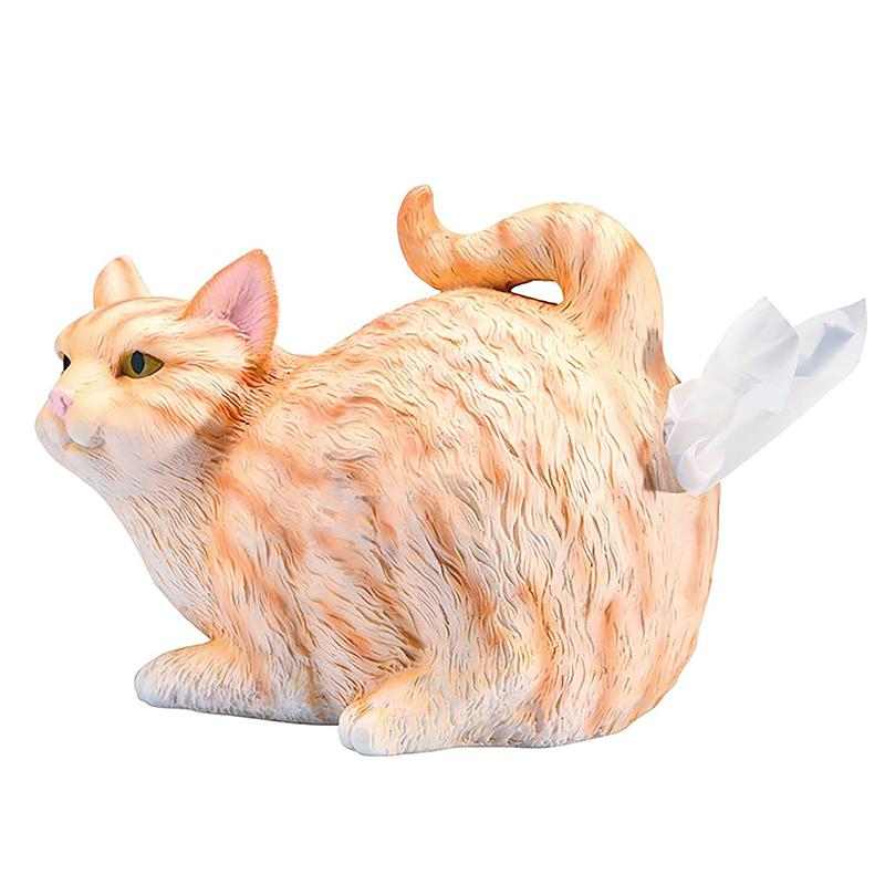 Cat Tissue Box Cartoon Creative Cat Butt Tissue Box Funny Cat Resin Statue Napkin Holder Cat Butt Hole Hand Paper Box Home Decor