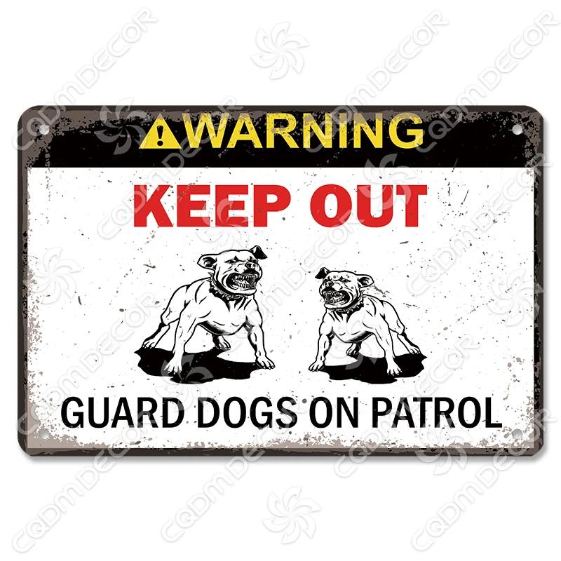 Varning för Hund Varningsskylt Plåtskylt Metallplatta Varning Fara Hundar Vintage Poster Metallplakett Trädgård Bakgård Gård Hem Väggdekor