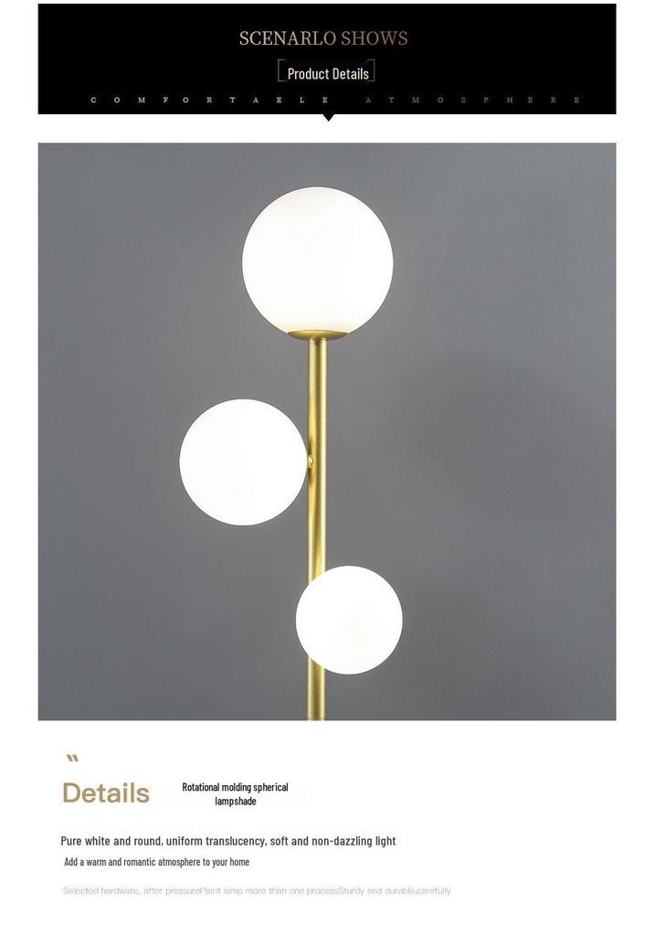 Modern Minimalist Iron Art Three-Head Floor Lamp for Living Room and Bedroom