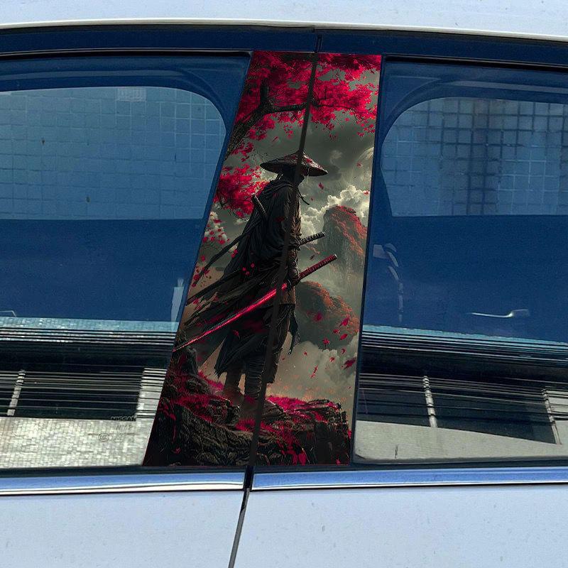 2PCS JDM Samurai Car Stickers Auto B Pillar Waterproof Center Column Decoration Cover Scratches DIY Car Doors Pillar Decals
