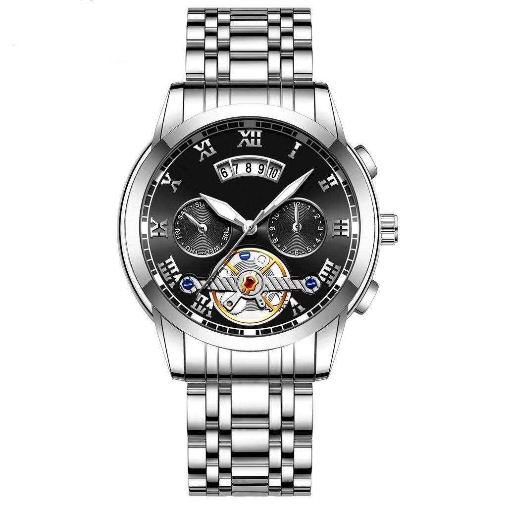 Mens Stainless Steel Luminous Clock Watch Casual 3Bar Waterproof Outdoor Sport Wristwatch