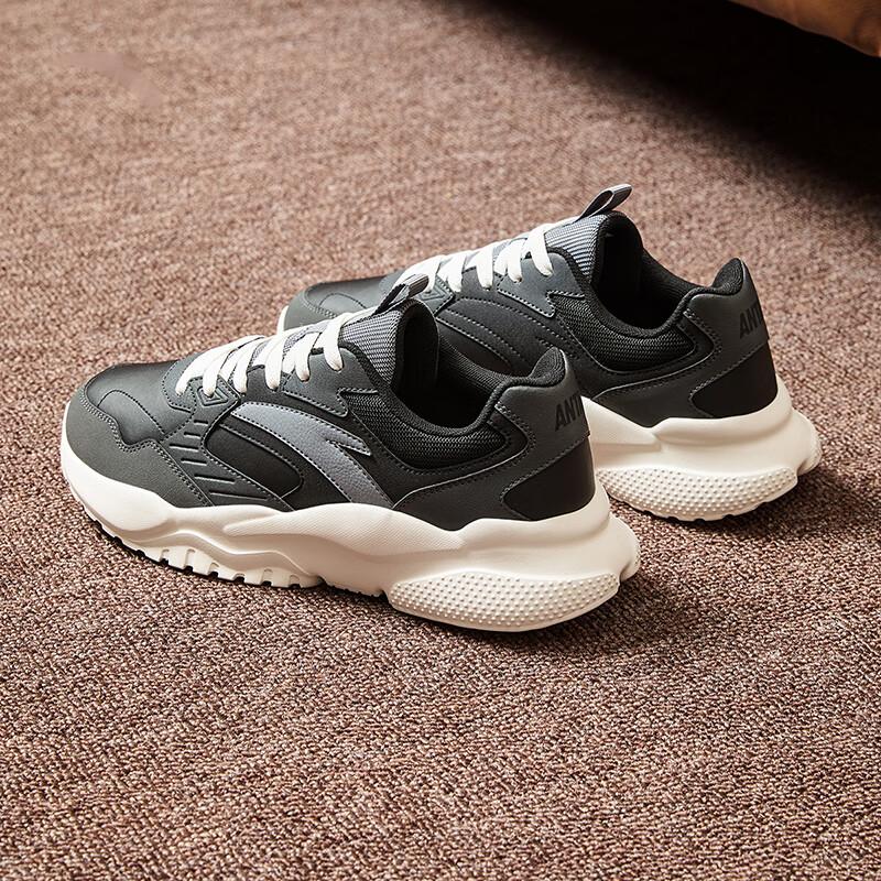Anta Breathable Comfortable Resilient Non-Slip Wear-Resistant Low-Top Casual Shoes Men sneakers Black Gray 912418854-1