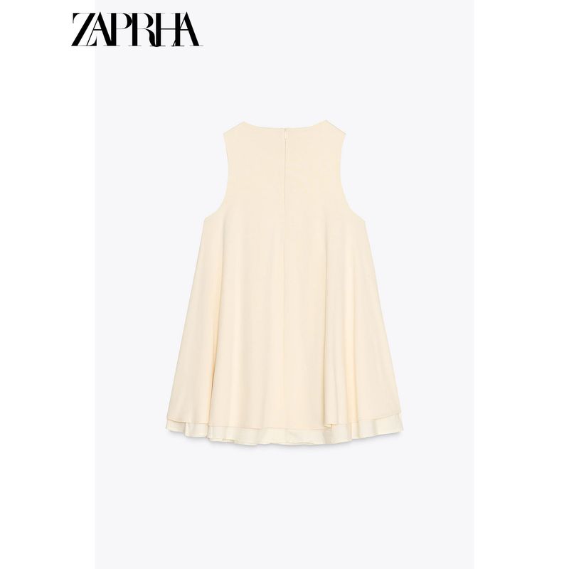 Zaprha 2025 New Arrival Fashion Beautiful Wide Swing Round Neck Sleeveless Short Version Dress Covering Belly Thin 4174016