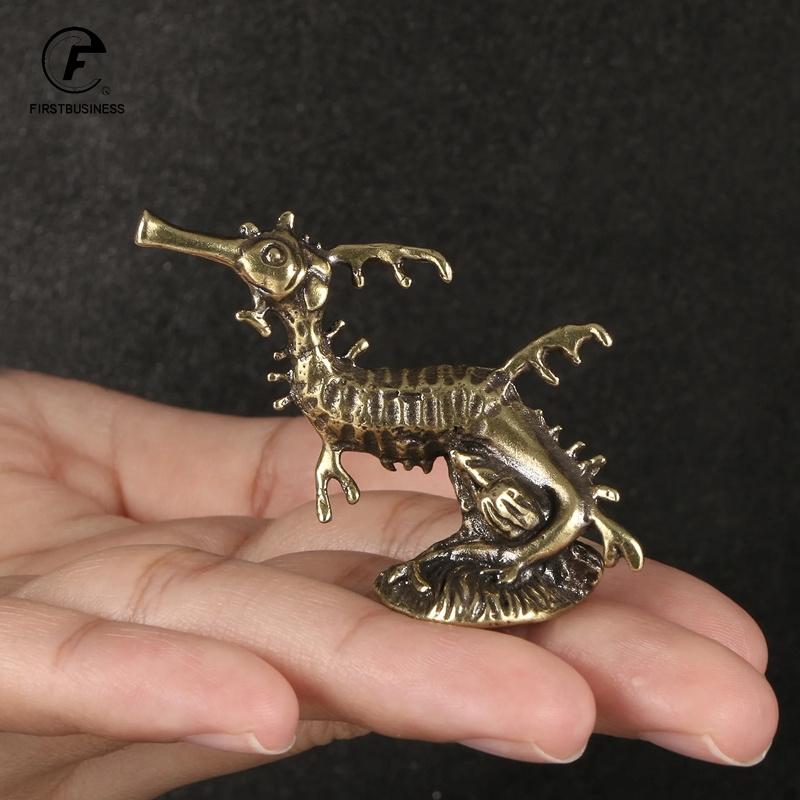 Solid Brass Seahorse Figurine Vintage Sea Animal Small Statue Desktop Ornaments Home Office Decorations Crafts Accessories Gifts