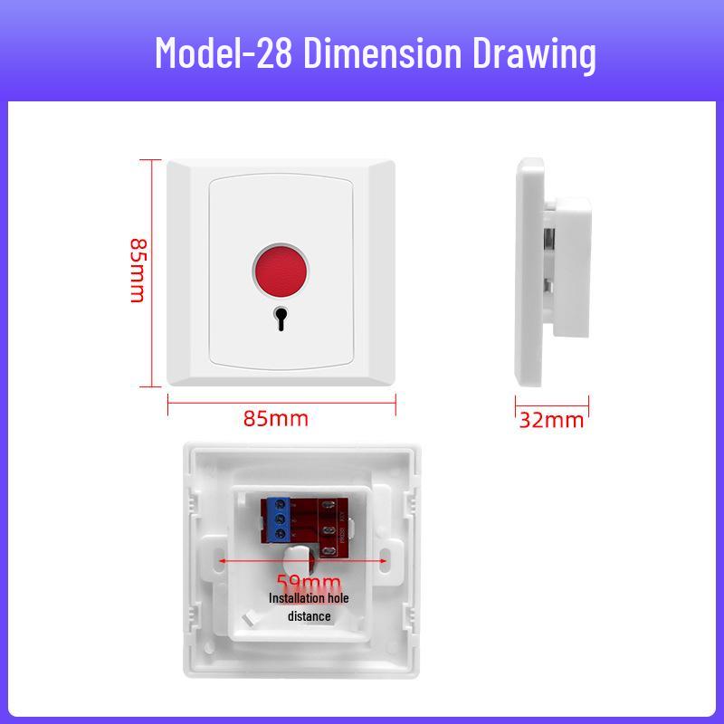 Automatic Key Reset Emergency Help Alarm Button with Pull Rope