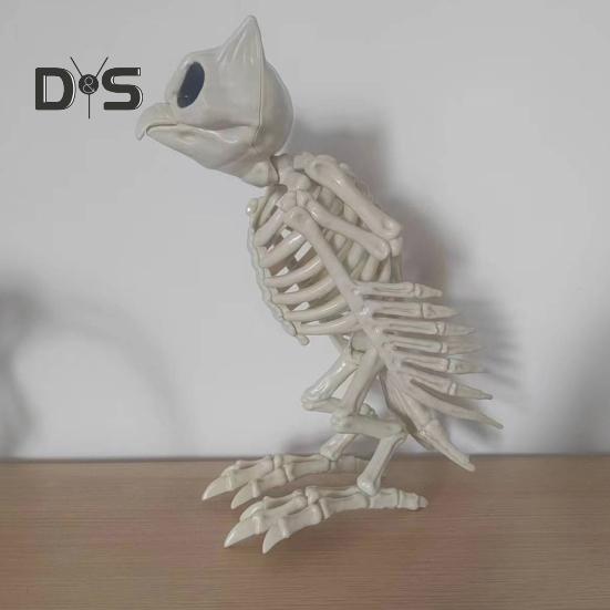 Halloween Skeleton Owl Decoration Realistic 12" Skeleton Animal Figure Plastic Owl Bone Model for Haunted House Party Decor