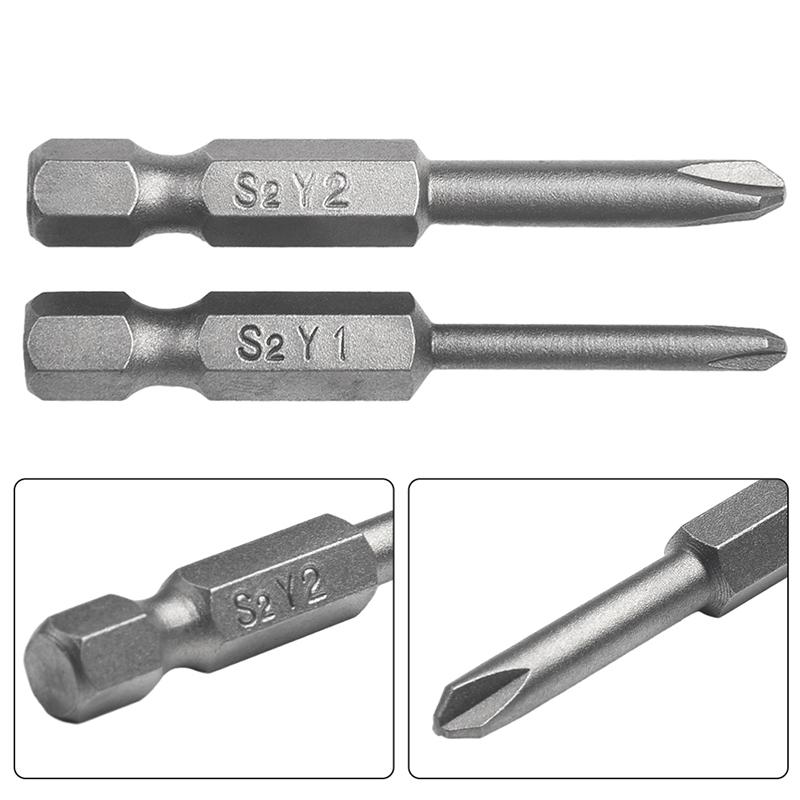 Y Shaped Screwdriver Bits Set Magnetic 1/4” Hex Shank Y Tip Head Y1 Y2 50mm S2 Steel Screw Driver Bit Ratchet Wrench Hand Tools