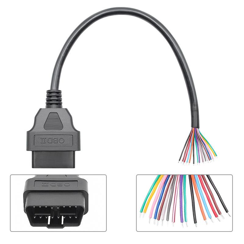30cm 16Pin Female Male Cable Connector Universal OBD2 Extension Cable Plug Automotive Car Diagnostic Interface Female Open Cable