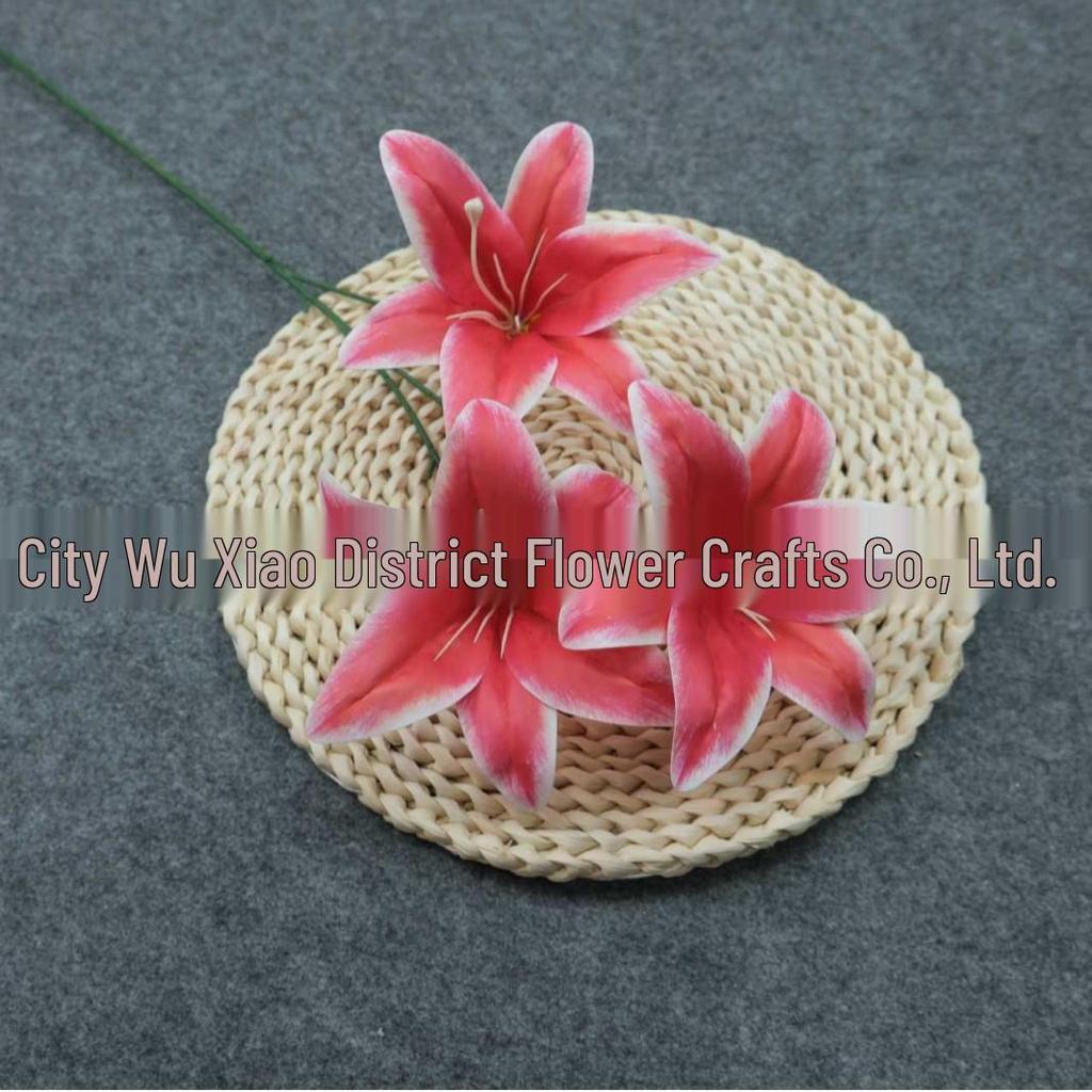 Triple-Head Silk Lily Bouquet for Wedding and Home Décor