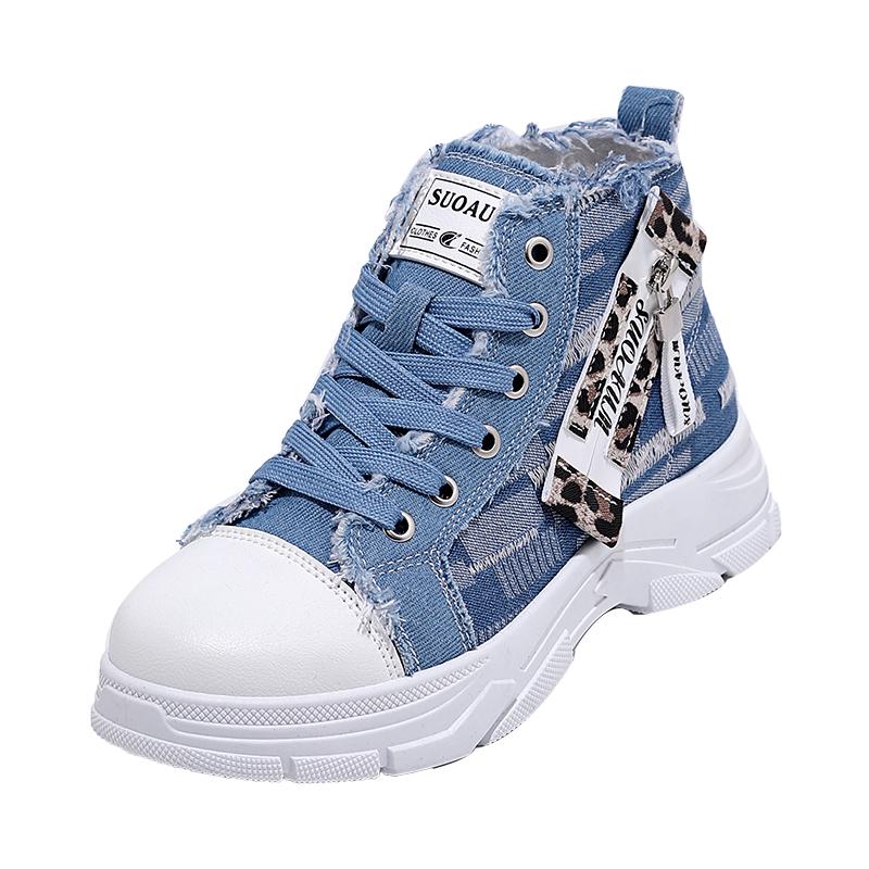 Western Cowboy Style Sneakers Canvas Round Toe Anti-kick Rubber Women's Shoes Fashionable Daily Outdoor Sports Leisure Sneaker