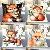 1pc Flower Fox Pillow Case Square Bedroom Sofa Leisure Comfort Cushion Car Living Room Home Decoration