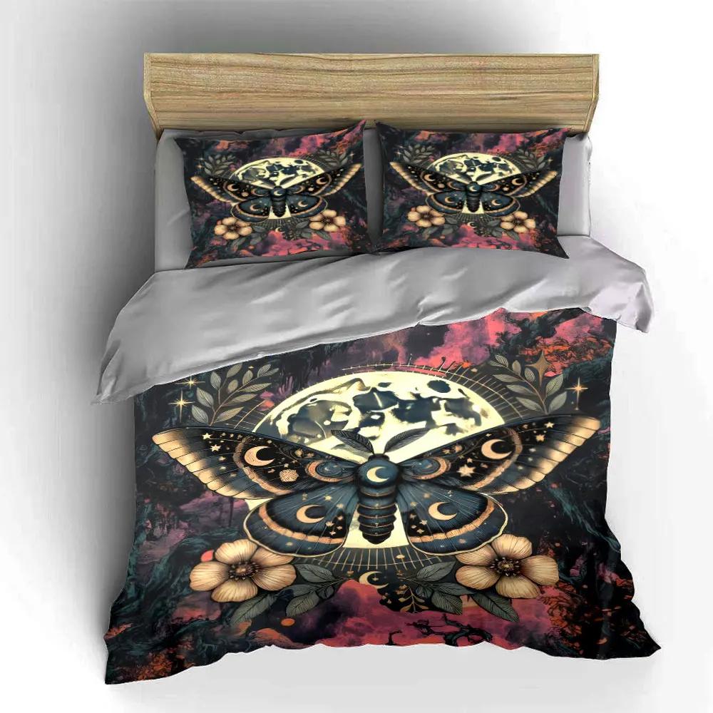 Moon Butterfly Art Decor Set Soft Comfortable Duvet Cover Bedding Set Included 1*Duvet Cover & 2*Pillowcases gift