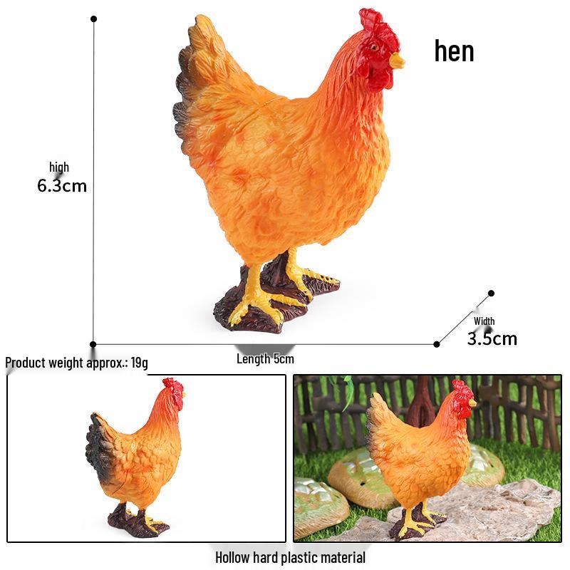 Children's Farm Animal Models: Cow, Pig, Rooster, Donkey, Duck, Cat, Sheep - Plastic Toy Set