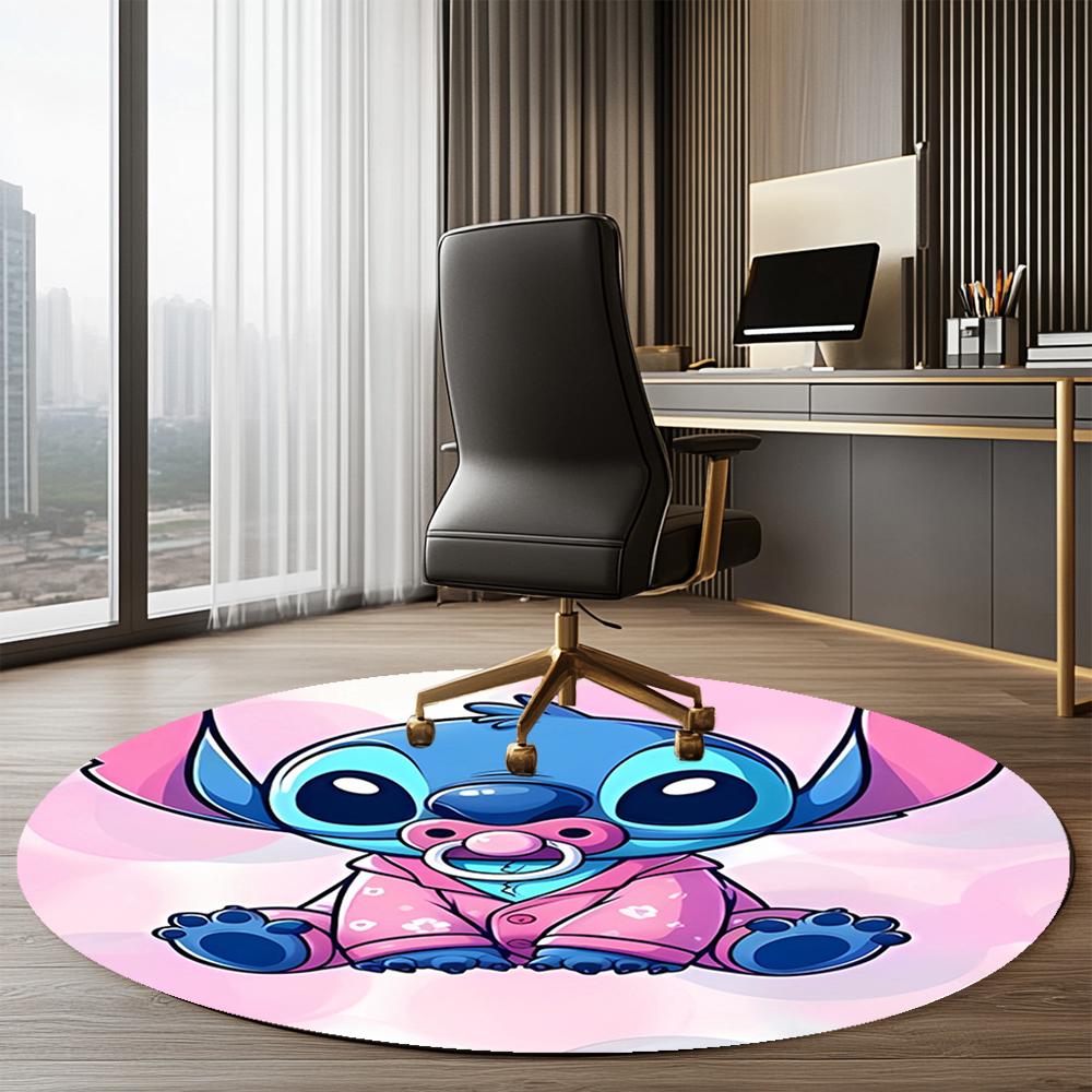 Stitch Printed Round Rug Carpet Chair Rug Area Rug Entryway Doormats,for Office Chair Living Room Bedroom Kitchen Room.