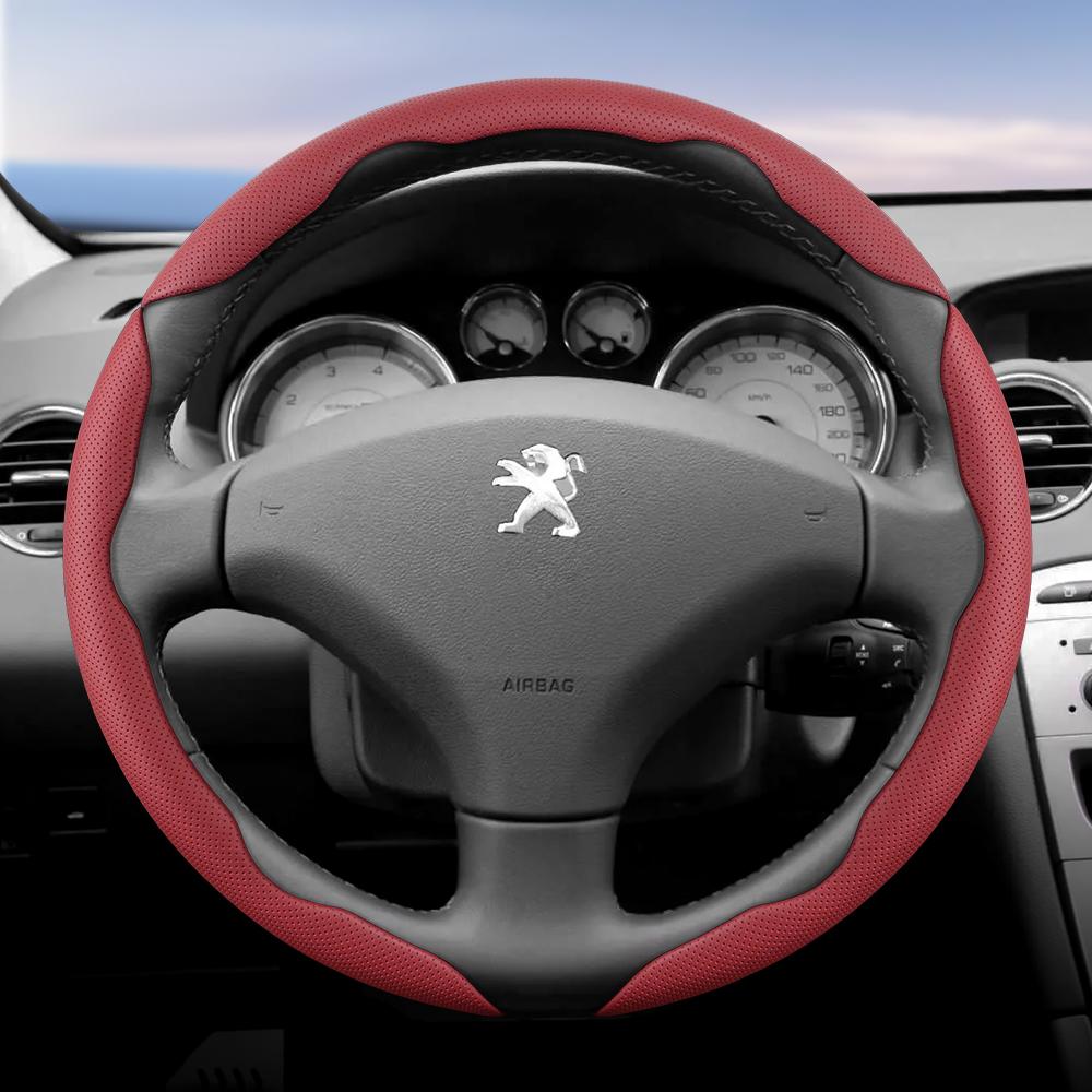DHLWY1 Geeignet für Peugeot Atmungsaktive Löcher Lederlenkradabdeckung Segmentiertes Schnellverschluss-Design Rutschfest Langlebig 206 208 3008 308 207 307
