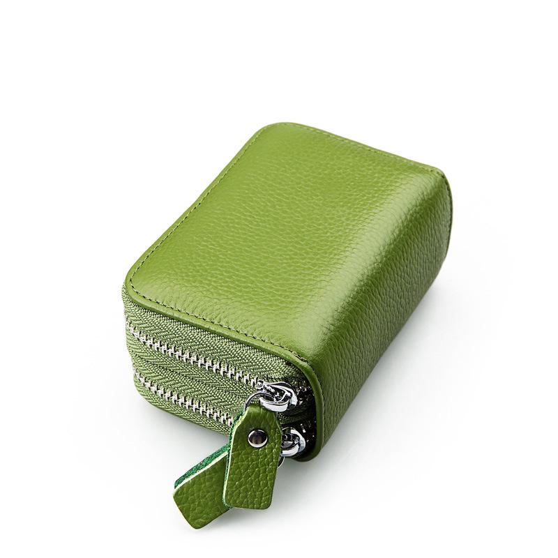 Anti-Magnetic RFID Cowhide Accordion Card & Coin Holder - Korean Style