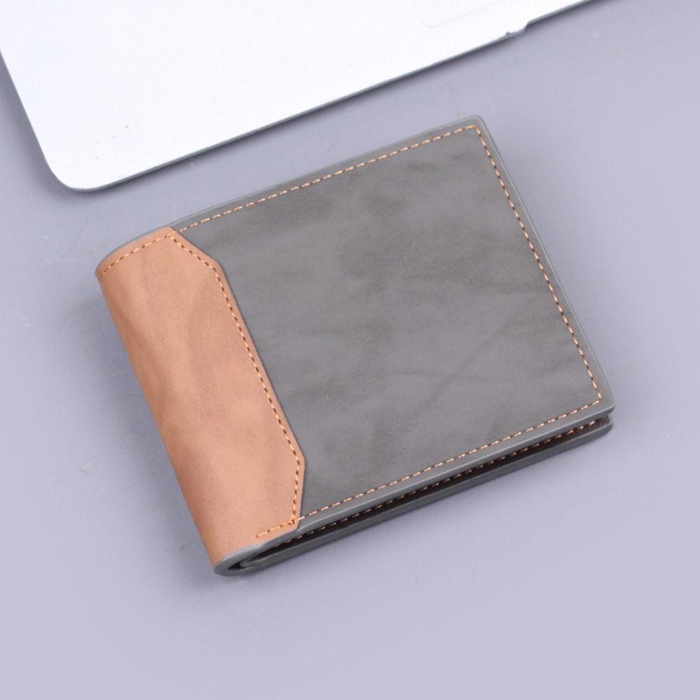 PU Leather Men's Short Wallet Two Fold Design, Black/Coffee Retro Style, Coin Purse with  ID Card Holder, Suitable for Men
