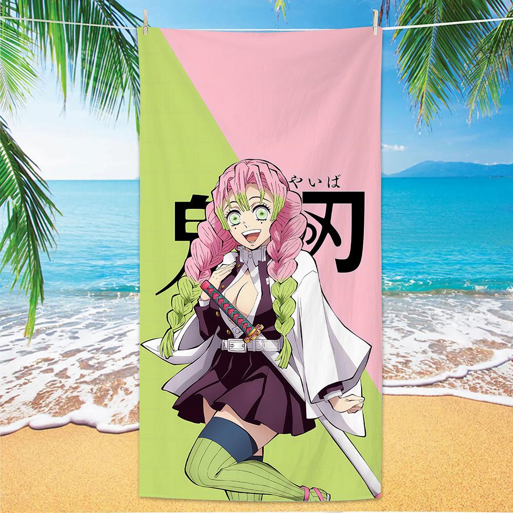 D-Demon Slayer Plážové osušky Pro děti Personalizované osušky na koupání Dárek na dovolenou k bazénu Pikniková osuška Rychleschnoucí Osušky na párty 70x140cm