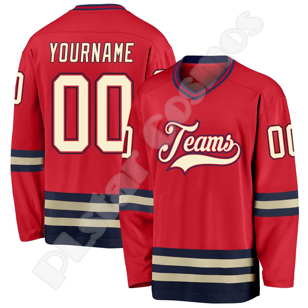 Hockey Jersey Custom Name Team Logo Number Colorful Pullover Vintage Retro Long Sleeves 3DPrint Harajuku Casual Sweatshirts X9