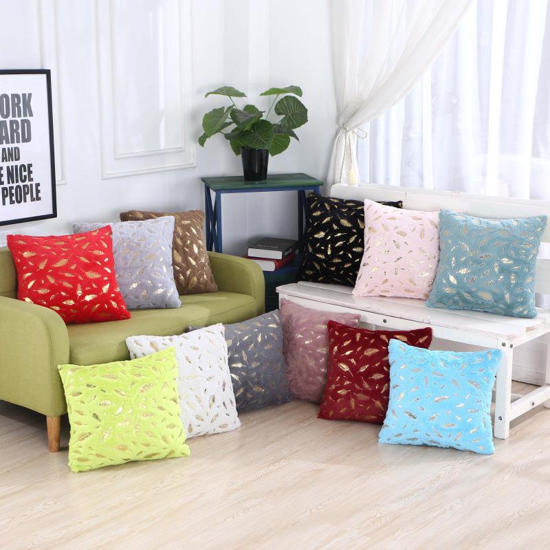 Hot Stamping Plush Leaf Series Pillow Pillow Case Pillow Bed Bedside Pillow