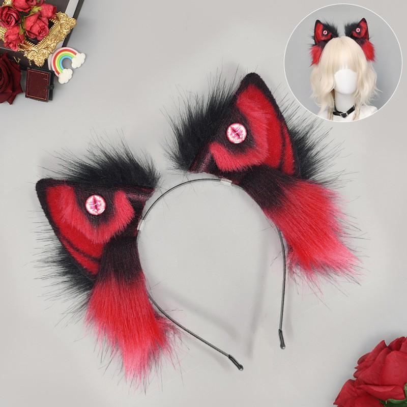 Handgefertigtes Wolfsohr-Stirnband Cosplay-Accessoire Halloween Anime Con Süßes Gothic Tierohren-Haarband