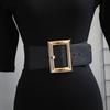 2026 High Quality PU Leather Ladies Fashion Retro Elastic Wide Belt Square Buckle Coat Suit Dress Corset Belts for Women Luxury