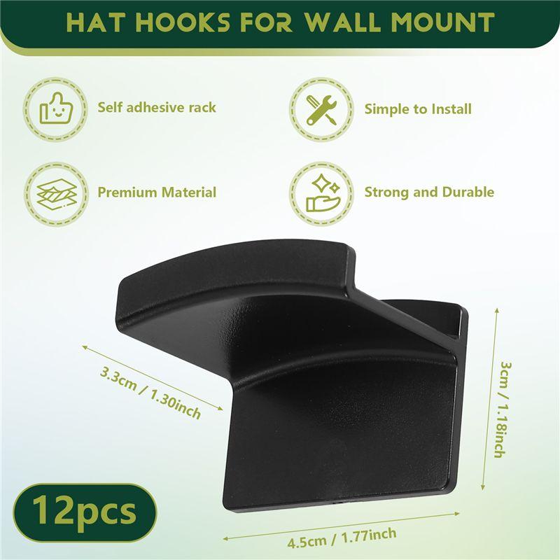 12 Pieces Hat Rack Hat Holder Organizer For Wall Hats Hanger Adhesive Hat Hooks Baseball Cap Display Rack
